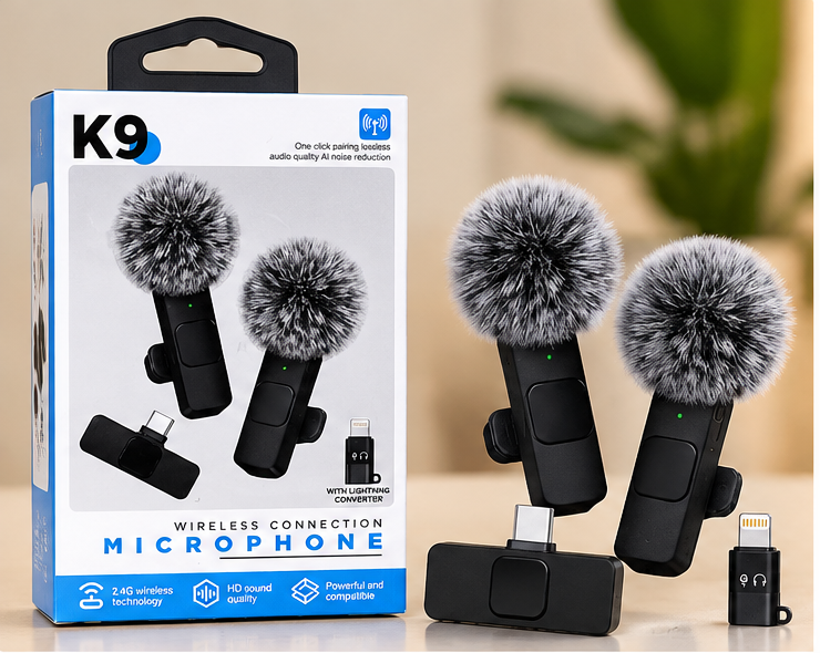 K9 Dual Wireless Microphone with Lightning Converter