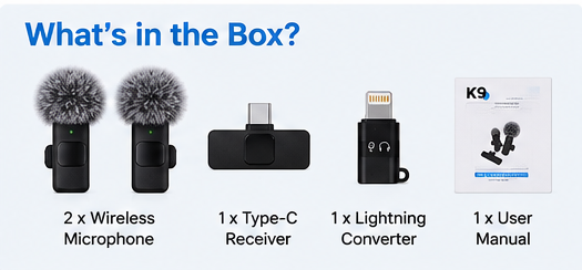 K9 Dual Wireless Microphone with Lightning Converter - Image 6